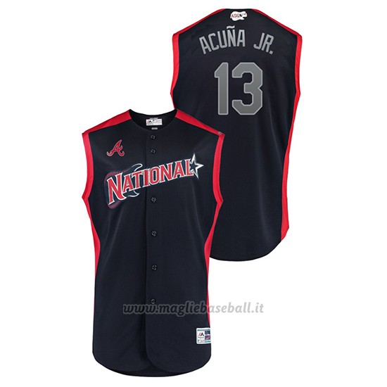 Maglia Baseball Hombre Atlanta Atlanta Braves 2019 All Star Game Workout National League Ronald Acuna Jr. Blu